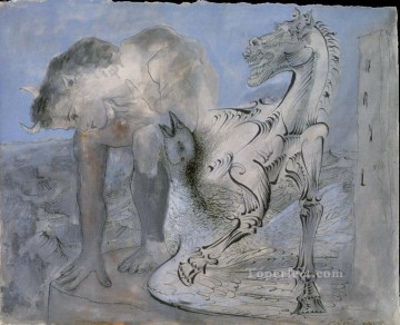 パブロ・ピカソ Painting - 動物相馬と鳥 1936 年キュビズム パブロ・ピカソ